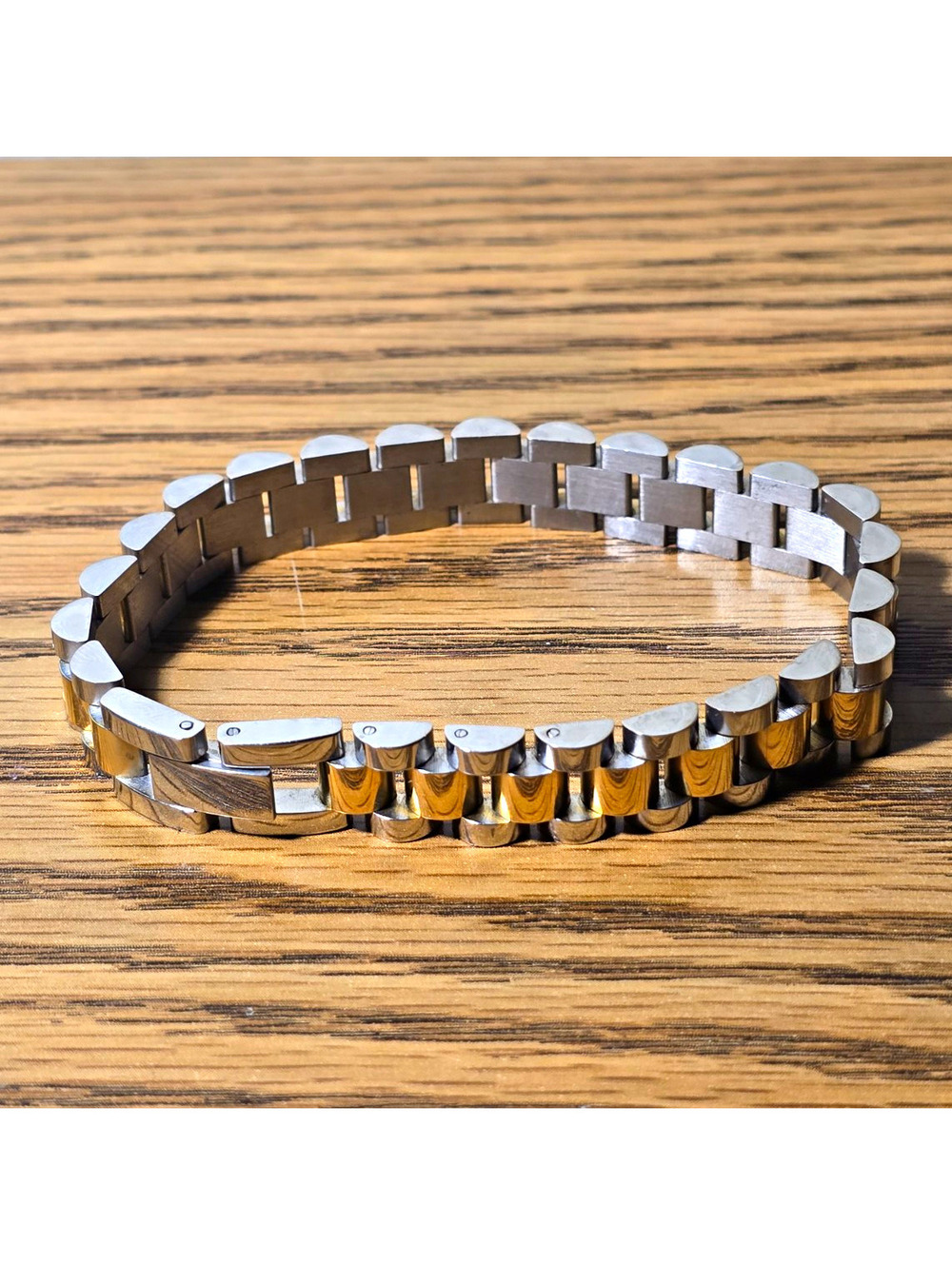 Stainless Steel Watch Band Style Link Bracelet Silver Tone Chunky Unisex